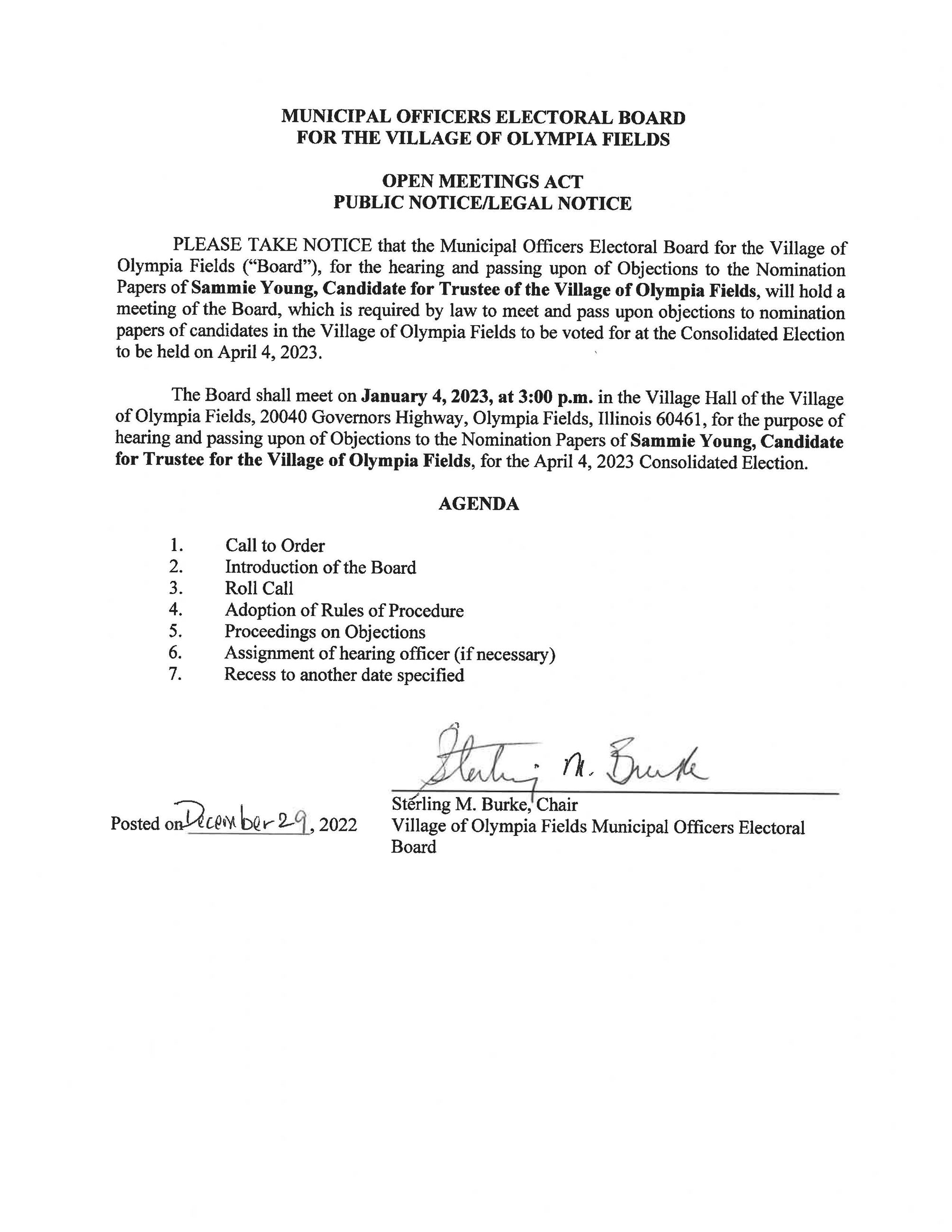 Young Objection Notice