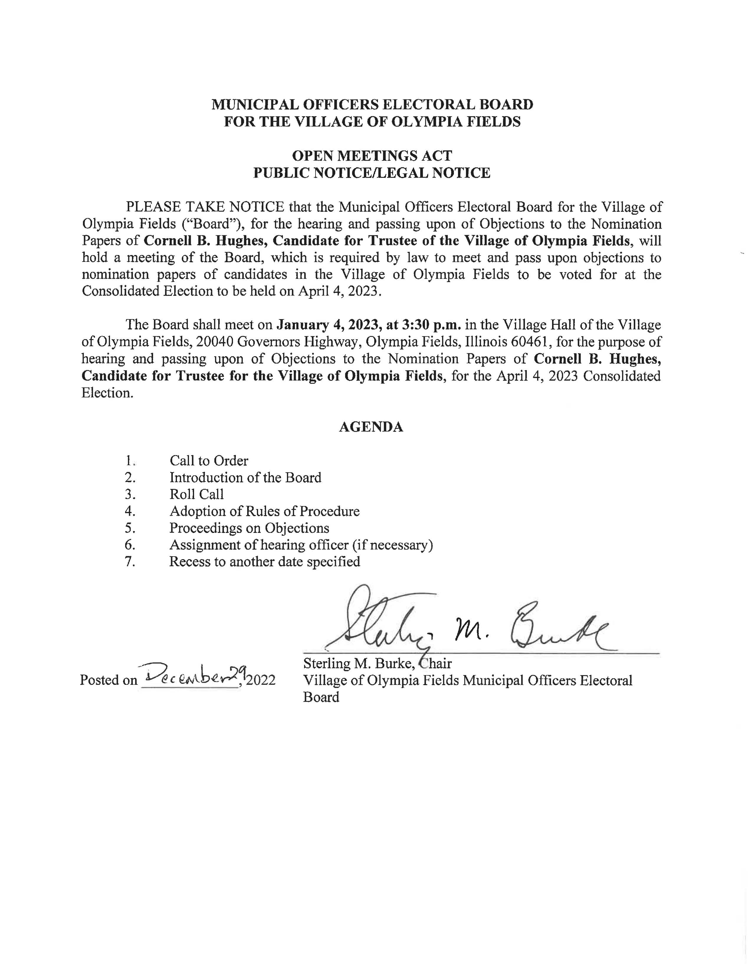 Hughes Objection Notice