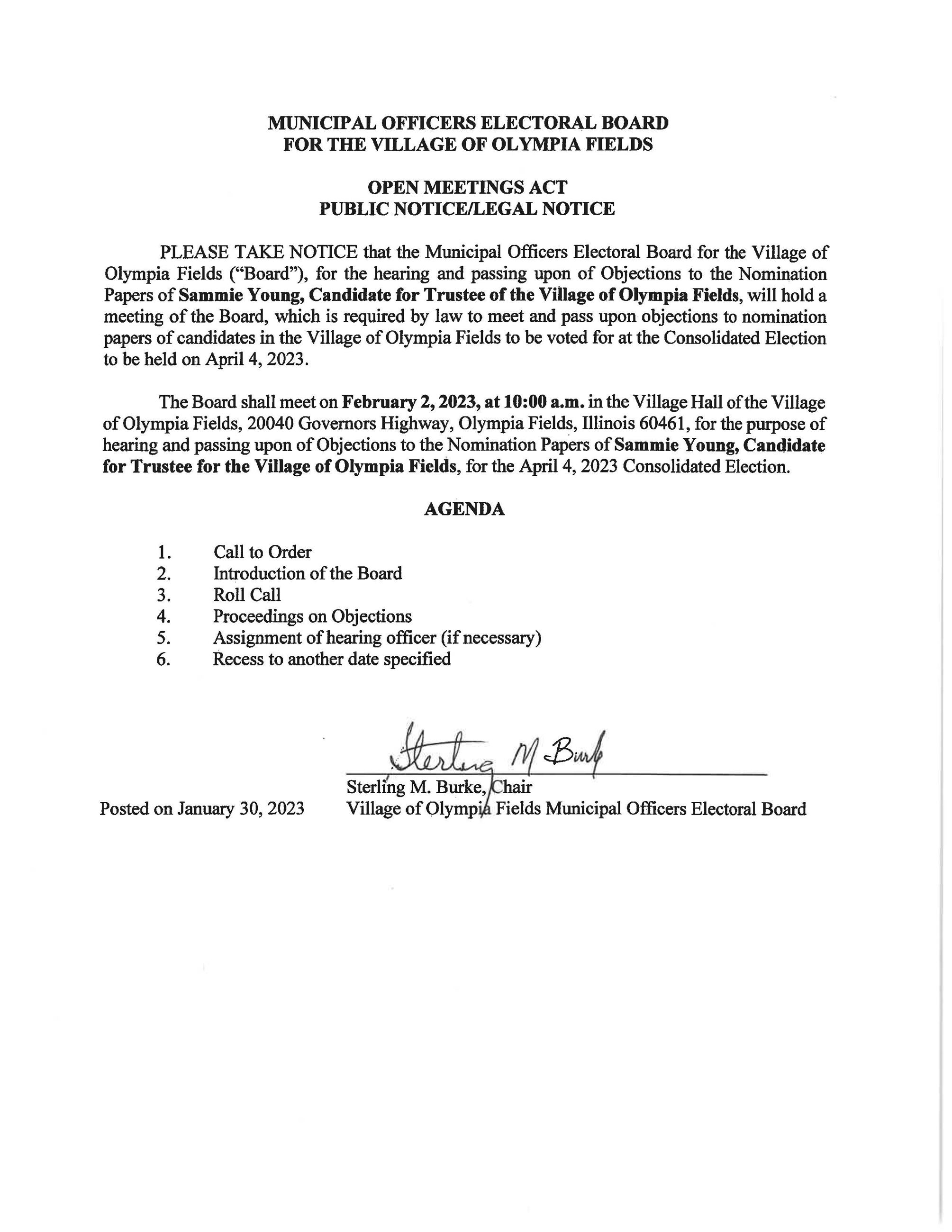 Hearing Notice--Sammie Young--2-2-23